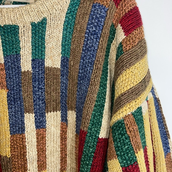 Blake & Manley hand knitted Striped Crewneck Sweater Colorful Striped Sweater - Picture 7 of 14